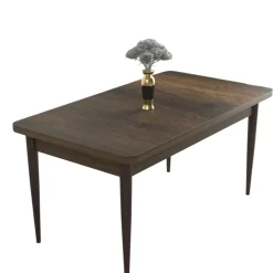 Table à manger rectangulaire effet bois brun 110 cm AROLA