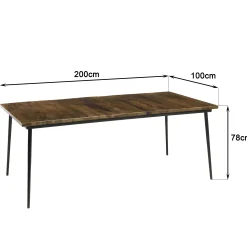 Table à manger rectangulaire lames bois recyclé 200 cm KORKAI