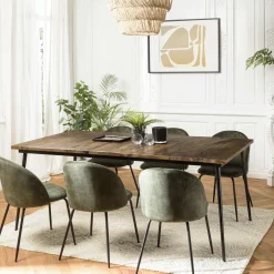 Table à manger rectangulaire lames bois recyclé 200 cm KORKAI