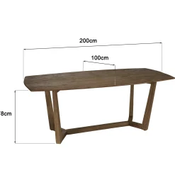 Table à manger rectangulaire 200x100cm bois de mindi ARCUS