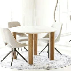 Table à manger ronde aspect ciment clair ø120 cm KNOX