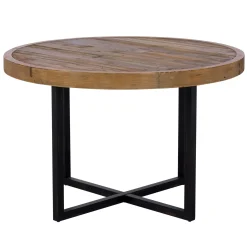 Table à manger ronde bois recyclé D120 BRISBANE
