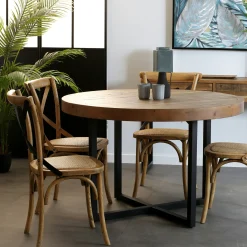 Table à manger ronde bois recyclé D120 BRISBANE