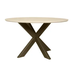Table à manger ronde bois sable pied bronze Ø110 cm CORTINA