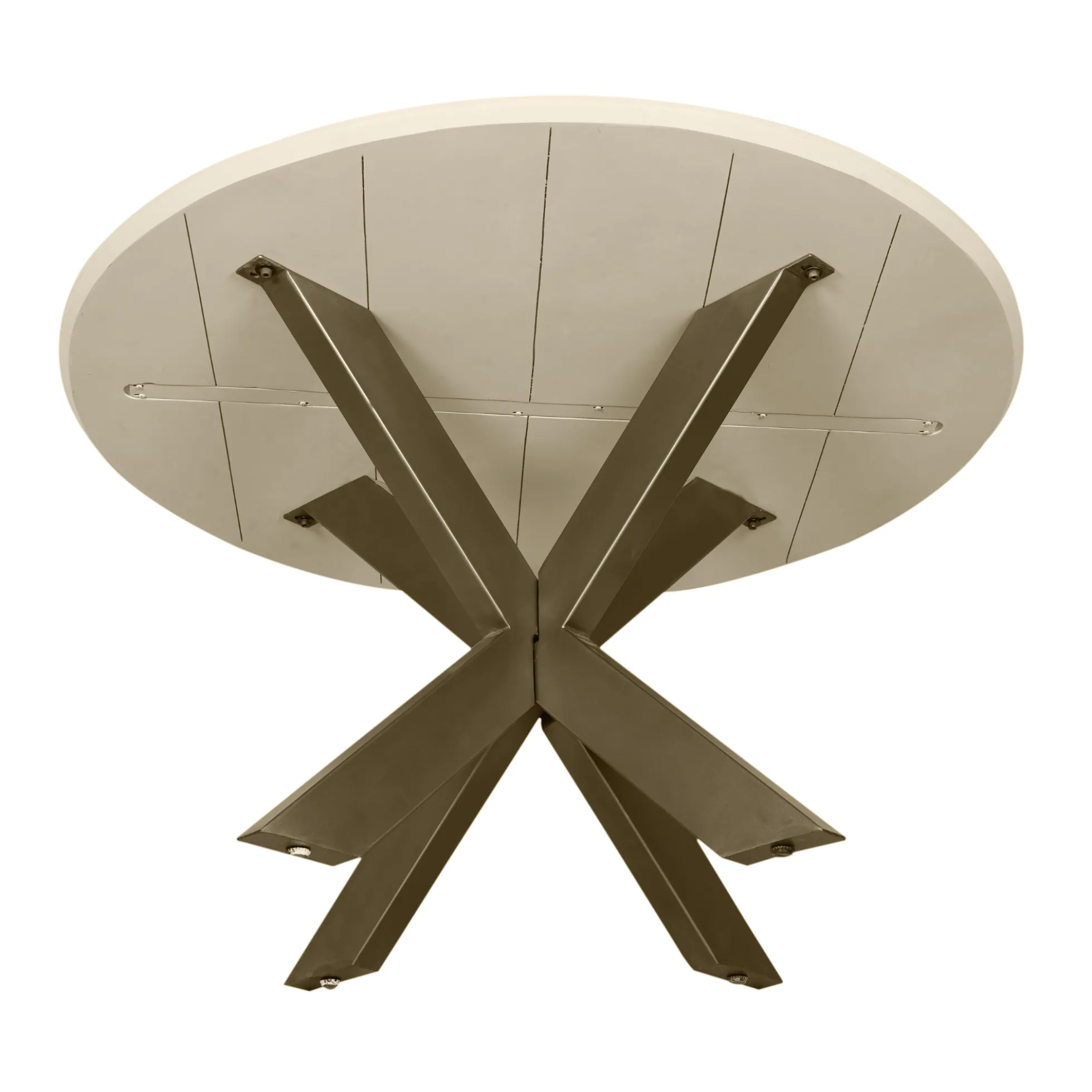 Table à manger ronde bois sable pied bronze Ø110 cm CORTINA