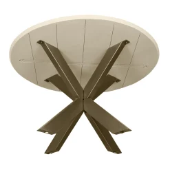 Table à manger ronde bois sable pied bronze Ø130 cm CORTINA