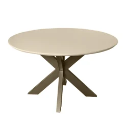 Table à manger ronde bois sable pied bronze Ø150 cm CORTINA