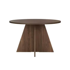 Table à manger ronde effet bois de noyer Ø120 cm MARFA