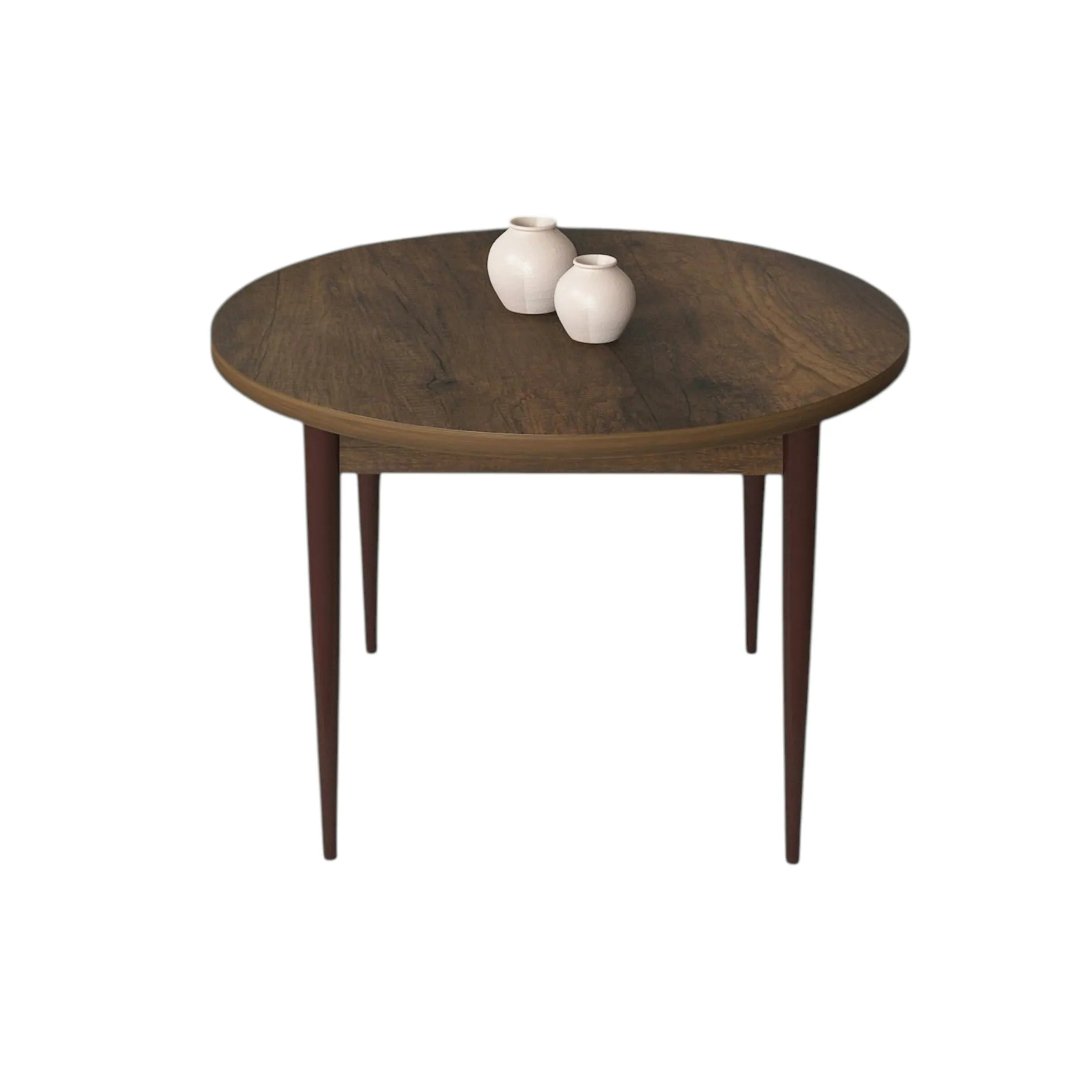 Table à manger ronde effet bois noyer foncéØ90 cm AROLA