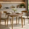 Table à manger ronde effet bois de noyer clair Ø90 cm MARFA