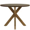Table à manger ronde effet béton marron pied en bois d'acacia D100cm CALVI