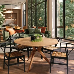 Table à manger ronde en bois de teck recyclé D130cm SWING