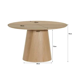 Table à manger ronde en chêne clair Ø130 cm LOREN