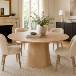 Table à manger ronde en chêne clair Ø130 cm LOREN