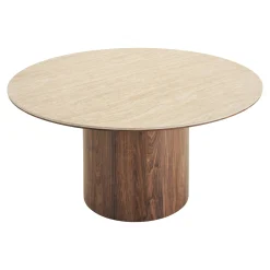 Table à manger ronde en céramique aspect travertin ø140 PRATO