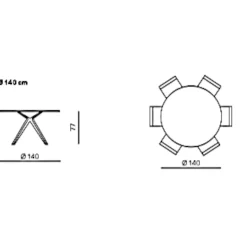 Table à manger ronde en verre ondulé Ø140 cm ALBA