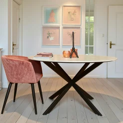 Table à manger ronde marbre blanc Ø130 cm DUOMO