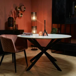 Table à manger ronde marbre blanc Ø130 cm DUOMO