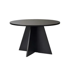 Table à manger ronde noire effet bois Ø120 cm MARFA