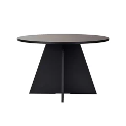 Table à manger ronde noire effet bois Ø120 cm MARFA
