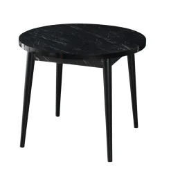 Table à manger ronde noire effet marbré Ø90 cm MARFA
