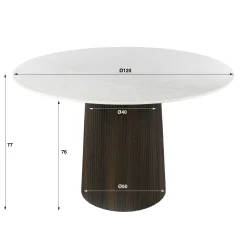 Table à manger ronde vintage en céramique marbrée Ø120 cm MAHAL