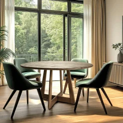 Table à manger ronde 140x140cm en bois de mindi ARCUS