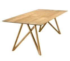 Table à manger teck recyclé pieds croisés 220x100 PANAMA