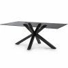 Table à manger verre fumé pied central 180 cm ALBA