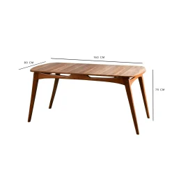 Table à manger vintage - bois brun, 160 cm DILI