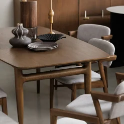 Table à manger vintage en chêne avec rallonge intégrée 160-215 cm BRADFORD