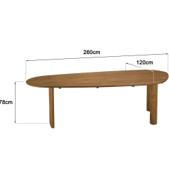 Table à manger 260x120cm en bois de teck recyclé SWING