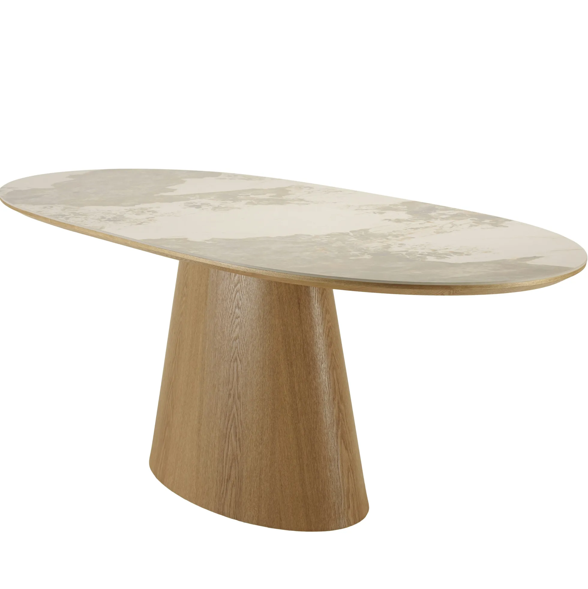 Table à manger 200x90cm plateau céramique pieds bois LINEA
