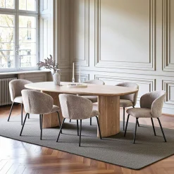 Table moderne placage bois clair pieds design, 210 cm MATERA