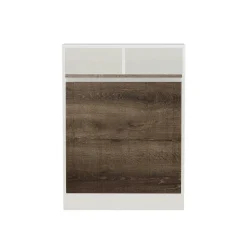 Table murale pliante effet bois foncé avec niches MARFA