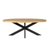 Table ovale bois clair pied croisé métal noir 240 cm RIVANO