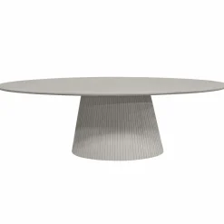 Table ovale bois gris à pied rainuré 210 cm CALERO