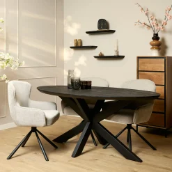 Table ovale bois noir pied croisé 180 cm UDA