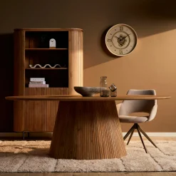Table ovale bois à pied rainuré 210 cm CALERO