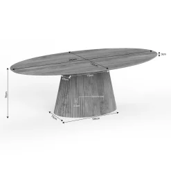 Table ovale bois à pied rainuré 240 cm CALERO