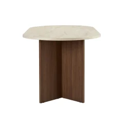 Table ovale effet travertin et bois foncé 180 cm MARFA