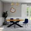 Table ovale en chêne huilé avec pied central en métal noir 200 cm RAGUSE