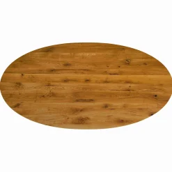Table ovale en chêne huilé avec pied central en métal noir 240 cm RAGUSE