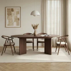 Table ovale extensible effet bois noyer 160-200 cm MARFA