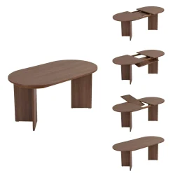 Table ovale extensible effet bois noyer 160-200 cm MARFA