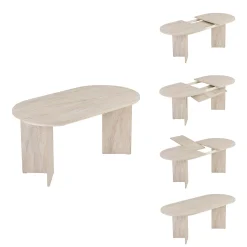 Table ovale extensible effet travertin 160-200 cm MARFA