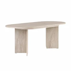 Table ovale extensible effet travertin 160-200 cm MARFA