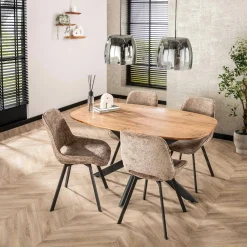 Table pied central avec plateau en bois d'acacia 150 cm MELBOURNE