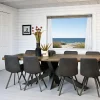 Table pied central bois de chêne et métal 240 cm HUDSON