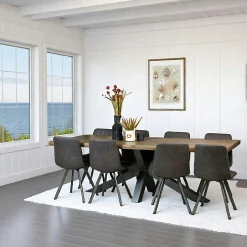 Table pied central bois de chêne et métal 240 cm HUDSON